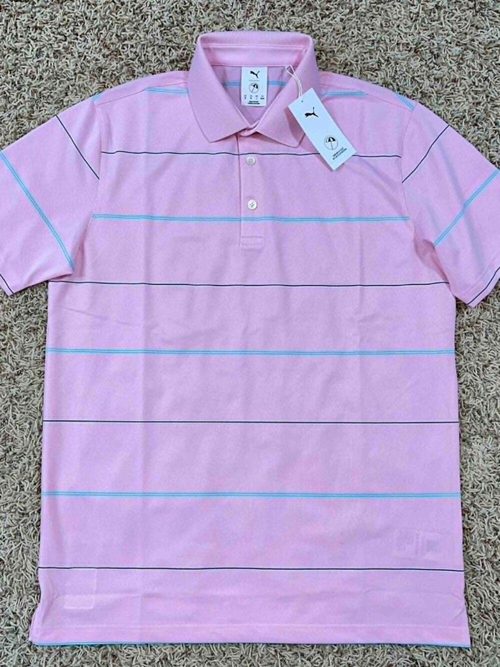 PUMA x AP Men’s Rugby Stripe Polo Shirt Pink, Size Medium (New)